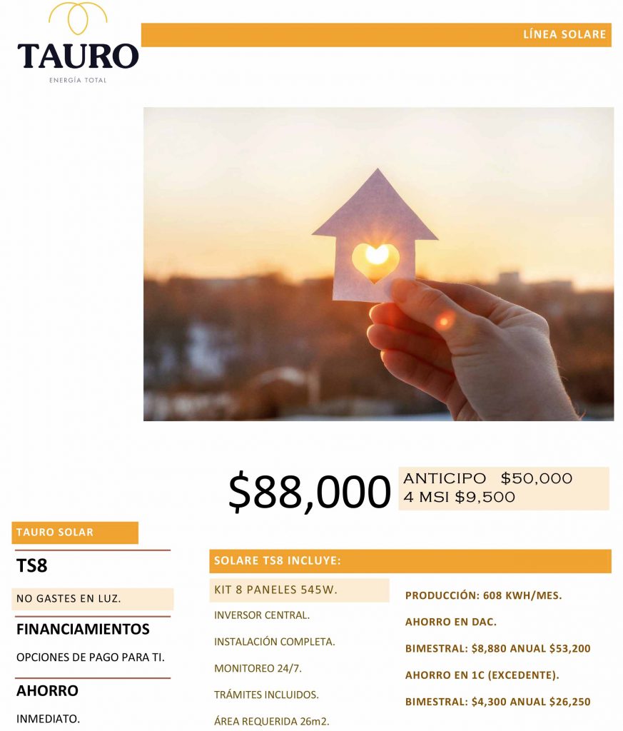 TS8 - Sistema de 8 paneles - Tauro.Solar